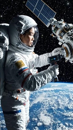 Astronaut Repairing Satellite in Space 🚀 | Cinematic Earth View 🌍