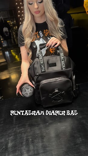Blackcraft Cult on Instagram: "It’s a Diaper Bag, but also a great daily backpack 🖤 Our Pentagram Diaper Bag has been restocked! Don’t miss your chance to grab one before they’re gone again🔮 Black nylon diaper bag with top handle, removable/adjustable strap, and backpack straps for multiple options for wear! Matte black Blackcraft hardware and pentagram harness. Features 2 side pockets, 1 large front pocket with 3 additional pockets inside (great for baby bottles!), and 3 interior pockets. Als