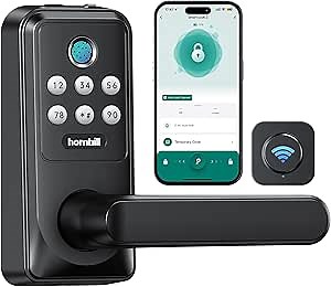 WiFi Smart Lock: Hornbill Keyless Entry Door Lock with Handle, APP Remote Keypad Fingerprint Code Unlock, Auto-Lock, Suitable for Home/Office/Rental/Hotel