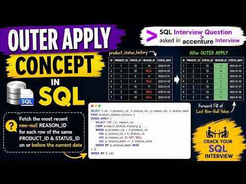 SQL Interview Question Asked in Accenture | OUTER APPLY Explained with Real Example