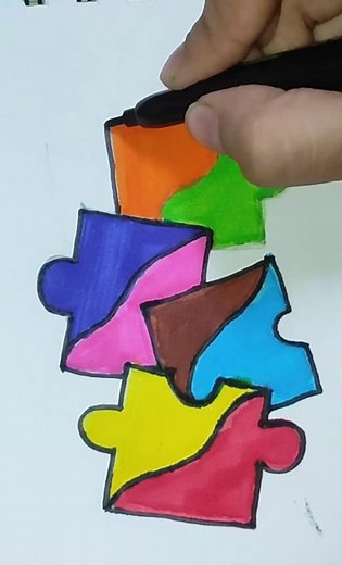 colourful block drawing #amazingcolors #colormixingmagic #drawingtutorials #smile #sketchpendrawing