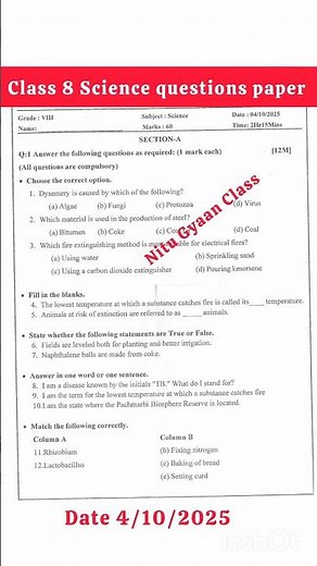 🧪 class 8 science paper 2025 #class8 #class8science #class8sciencepaper #class8exam #exam2025 #exam