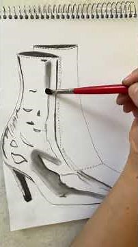 How to Draw Ankle Boots with Pencil 👢 | Step by Step Shoe Drawing#shortvideo #art