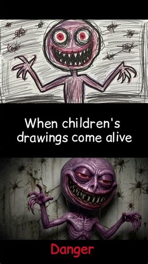 This Is What Happens When Kid Drawings Become 3D #creepy #animation
