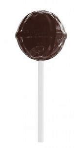 Vertical video. Realistic looping 3D animation of the spinning chocolate lollipop rendered in UHD as PNG with alpha channel.