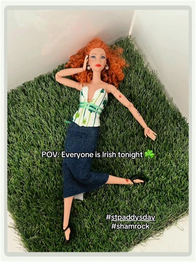 Everyone is Irish tonight ☘️ #barbie #barbiedoll #dollsboutique #stpaddys #shamrocks