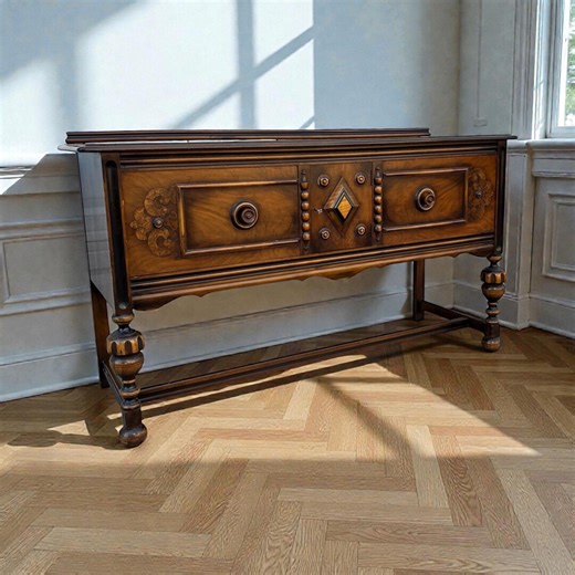 Antique Jacobean Revival Sideboard | Walnut Tudor Style Buffet | Carved Wood Credenza | Vintage English Manor Cabinet | Antique Dining Room - Etsy
