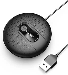 Conference USB Microphone, Omnidirectional Condenser PC Mic Plug & Play with AI Voice Algorithm ENC and AGC