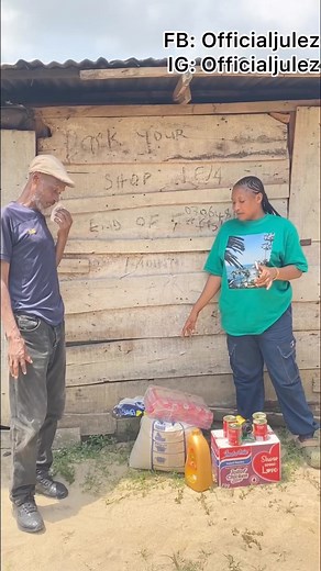 I visited Mr pascal that pasśed my prank for accepting my nylon of rice finally has gotten 100k, half-bag of rice and some food items | Officialjulezz comedy