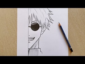 How to Draw Satoru Gojo half face step-by-step | jujutsu kaisen