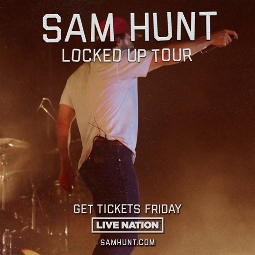 44K views · 202 reactions | Sam Hunt is bringin’ the heat this summer on the Locked Up Tour! ☀️ With special guests Russell Dickerson & George Birge! Tickets on sale Friday 4/5 at 10am local.  https://livemu.sc/3KUKhAy | Live Nation Concerts | Facebook