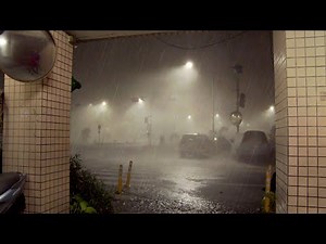 Goodbye INSOMNIA to Fall Asleep Fast With Hurricane, Rain & Power Thunder Sound in the City at Night