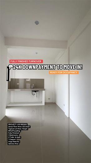 S0039: LAS BRISAS 24K Down Payment | Single Attached House along Governor's Drive Tanza PROJECT: LAS BRISAS Gross Floor Area: 112.5sqm Typical Lot Area: 72sqm RFO/Preselling Fully Finished 3 Bedrooms 2 Toilet & Bath 1 Carport Huge Balcony Service Area * Along Governor’s Drive highway * Higher elevation - giving fresher air and cooler breeze at night * Proximity to major hubs: 3–5 minutes drive to the town proper of Trece Martires City (e.g., SM City Trece Martires, public market) * Access to Man