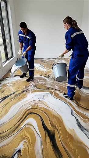 Golden black Satisfying Metallic Epoxy Flooring ASMR 💖✨ #epoxy #epoxyfloor #floor #resinfloor