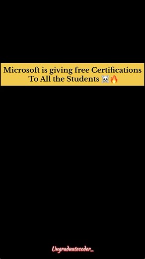 🚨 Microsoft FREE Certifications for Students 😳| #Microsoft #FreeCertification #StudentsOpportunity