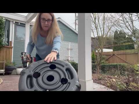 Easy DIY compost bin using a plastic garbage can.