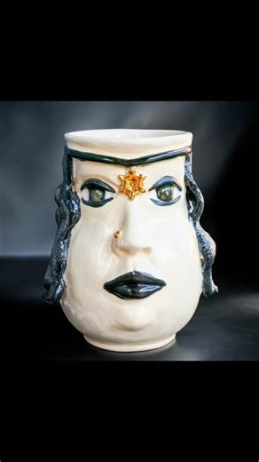 Gothic Face Mug with Gold Details ✨ Handcrafted Ceramic Art #gothic #ceramicart #potteryart #art