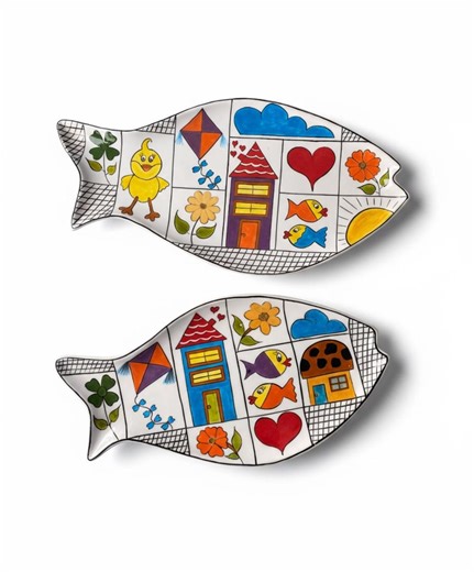 Handmade Ceramic Fish Plate Set | 2 Piece Artisan Pottery Dish | Coastal Tableware Decor | Unique Kitchen Gift - Etsy