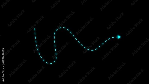Dotted Arrow Changing Direction animation. Long dotted line arrow animation to indicate an object. Arrow animation following wavy dotted line 素材庫影片