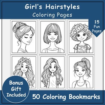 Girl's Hairstyles Coloring Sheets| Printable Coloring Pages for Kids | Grade K-5