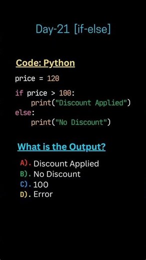 Day - 21 python code ( if else ) ✅ #coding #shorts #python