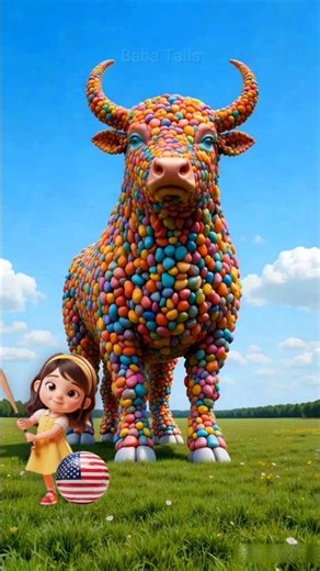 Candy Bull Turns Into Dancer! #shorts #shortfeed #3danimation #kidsmusic #animallovers