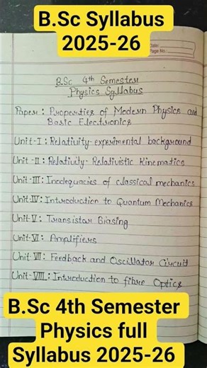 B.Sc 4th Semester Physics Syllabus 2025-26 #bsc