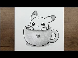 How to Draw Cute Pikachu in a Cup | Easy Step by Step Pencil Sketch Tutorial | Pokémon Drawing