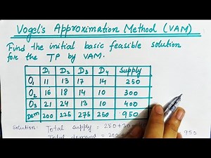 Lec-23 Vogel's Approximation Method Transportation Problem || In Hindi || Operation Research