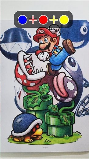 Coloring a Mario coloring page using only 3 colors! #mario #mariobros #hatsunemiku #hatsunemiku #...