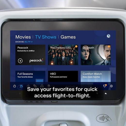 32K views · 240 reactions | Introducing Blueprint by JetBlue™, a personalized inflight experience, giving you new ways to use your seatback screen with watch parties, the ability to resume your content on your next flight, entertainment recommendations and real-time arrival details.  Available on select flights now. | JetBlue | Facebook