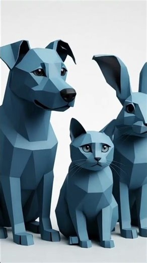 Low-Poly Animal Art – Dog, Cat & Rabbit Digital Illustration #animation