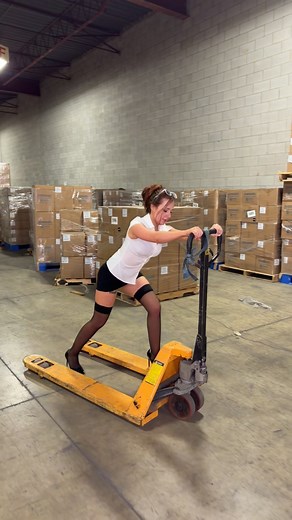 Anyone else do this with the pallet jack at the warehouse?😂 #warehouse #workingwoman #bluecollar #warehouseworker #manager