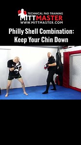 Boxing combination from the Philly shell. Remember to keep your chin down. Click here for more: https://www.mittmaster.com/collections/boxing-courses #boxing #kickboxing #selfdefence #mma #ringcraft #padwork #paddrills #mittmaster #muaythai #clinch #trapping | Mittmaster.com