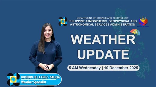 State weather bureau PAGASA gives a weather update as of 5 AM today, December 10, 2025. COURTESY: DOST-PAGASA | GMA News