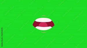 Funny animated cartoon lips movement animated talking lips talking mouth chroma key green screen motion graphics communication Stock Video