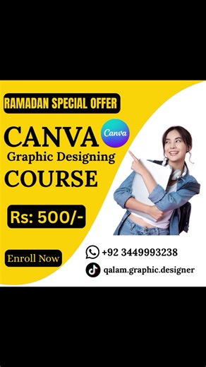 Canva Graphic Designing Course. Graphic Designing Course. Canva Course. Ramadan Special Offer. Rs: 500 Only. Dm for more Details. Class will be start soon. #canvacourse #graphicdesign #canva #course #virał