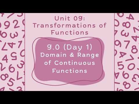 Lesson 9.0 (Day 1): Domain & Range of Continuous Functions - Algebra 1