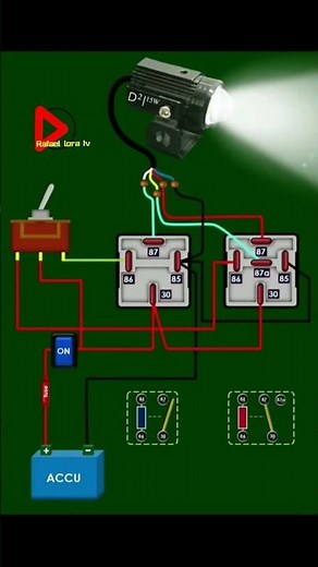 High and low beam installation with two relays. #automotiveelectricitychile #automotiveelectronics