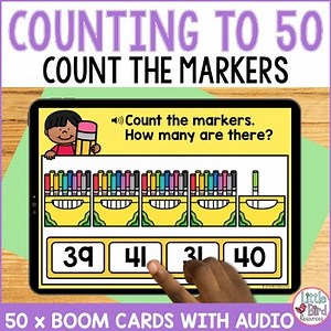 Counting Objects to 50 Boom Cards Count How Many Markers Kindergarten Numbers