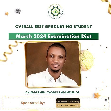 The CIPM held it's 56th Induction Ceremony where we recognized and rewarded the Overall Best Student and Best Students in specific subjects for the March 2024 Examination Diet. We are excited to celebrate the Overall Best Graduating Student, Mr. Akingbehin Ayodele Akintunde ACIPM. Please join us to congratulate him.🥳🥳🥳🥳🥳🍾🍾🍾🍾🥂🥂🥂🥂👏🏼👏🏼👏🏼👏🏼 Feel free to tag him in the comment section.💃🥂🍾 #CIPMINDUCTION #cipm56thinduction | CIPM Nigeria