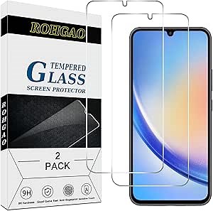 2 Pack Screen Protector for Samsung Galaxy A34 5G Tempered Glass, Case Friendly, Bubble Free, Anti Scratch