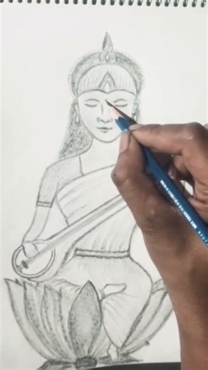 Saraswati mate Drawing #viral #trendingshorts #youtubeshorts #scketch