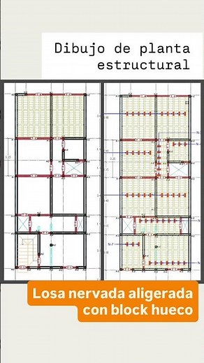 Dibujo de planta estructural de losa nervada aligerada con block hueco #diseñoestructural #losa