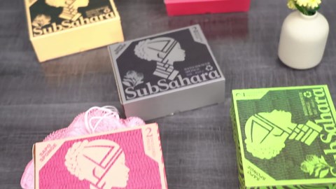 SubSahara Authentic African Net Sponge - 2 Pack Exfoliating Bath & Shower Loofah Sponge for Body & Face, Gentle Scrubber for All Skin Types, Travel, Durable (Black & Grey)