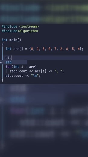 sorting an array in C++ #coding #programming #education