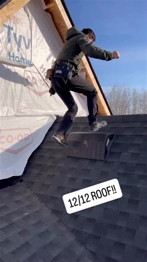 thesidingguy on Instagram: "This is a roof with a 12/12 slope. Do not try this at home, the instructions clearly say to be harnessed at all times while using it. I was on my friend’s roof helping him with his project and ended up lending my Pitchhopper to him since it was so handy. If you haven’t seen these, they are worth it. I know many roofers use couch cushions, but a couch cushion doesn’t give you that extra reach which was the advantage at several times during this project. . . . . . . . .