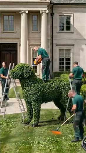 Giant Labrador Topiary Build 🦒 From Empty Lawn to Luxury Mansion (Satisfying Timelapse) #shorts