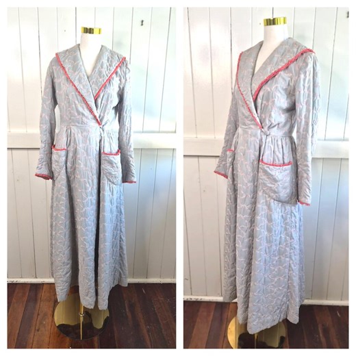 Vintage 1940s 1950s Quilted Robe – 1950s Quiltex Grey Dressing Gown With Pink Trim – Retro Loungewear House Coat With Pockets - Size S/M - Etsy Canada