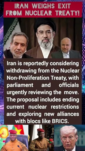 Breaking: Iran is reportedly weighing withdrawal from the Nuclear Non-Proliferation Treaty